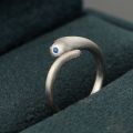 Snake Ring 10K White Yellow Rose Gold Platinum Natural Sapphire Diamonds Cute Female Tail Ring