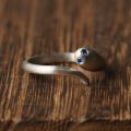 Snake Ring 10K White Yellow Rose Gold Platinum Natural Sapphire Diamonds Cute Female Tail Ring