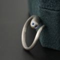 Snake Ring 10K White Yellow Rose Gold Platinum Natural Sapphire Diamonds Cute Female Tail Ring