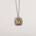 Square Yellow Diamond Pendant 10K Gold Successfully Matured And Generously Customized