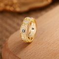 Tang Grass Pattern Ring 10K Gold Natural Sapphire Diamond Ancient Law Men Rings