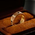 Tang Grass Pattern Ring 10K Gold Natural Sapphire Diamond Ancient Law Men Rings