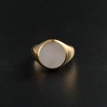 White Friary Seal Ring 10K Gold Rose Color Gold White Natural Mother Of Pearl Shell Light Luxury Personality Ring For Men And Women