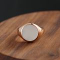 White Friary Seal Ring 10K Gold Rose Color Gold White Natural Mother Of Pearl Shell Light Luxury Personality Ring For Men And Women