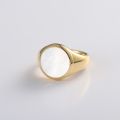 White Friary Seal Ring 10K Gold Rose Color Gold White Natural Mother Of Pearl Shell Light Luxury Personality Ring For Men And Women