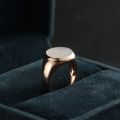 White Friary Seal Ring 10K Gold Rose Color Gold White Natural Mother Of Pearl Shell Light Luxury Personality Ring For Men And Women