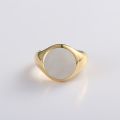 White Friary Seal Ring 10K Gold Rose Color Gold White Natural Mother Of Pearl Shell Light Luxury Personality Ring For Men And Women