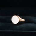 White Friary Seal Ring 10K Gold Rose Color Gold White Natural Mother Of Pearl Shell Light Luxury Personality Ring For Men And Women