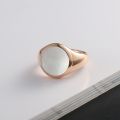 White Friary Seal Ring 10K Gold Rose Color Gold White Natural Mother Of Pearl Shell Light Luxury Personality Ring For Men And Women