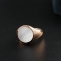 White Friary Seal Ring 10K Gold Rose Color Gold White Natural Mother Of Pearl Shell Light Luxury Personality Ring For Men And Women