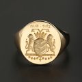 European Noble Family Tattoo Badge Double Lion Crown Antique Seal Ring 14K Gold Seal Men's Ring Custom