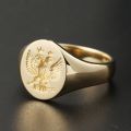 Family Seal Ring 14K Rose Gold Yellow Platinum Badge Stamp Fire Paint Male And Female Pinky Tail Rings Customized