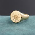 Family Seal Ring 14K Rose Gold Yellow Platinum Badge Stamp Fire Paint Male And Female Pinky Tail Rings Customized