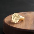 Family Seal Ring 14K Rose Gold Yellow Platinum Badge Stamp Fire Paint Male And Female Pinky Tail Rings Customized