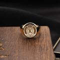 Family Seal Ring 14K Rose Gold Yellow Platinum Badge Stamp Fire Paint Male And Female Pinky Tail Rings Customized