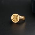 Family Seal Ring 14K Rose Gold Yellow Platinum Badge Stamp Fire Paint Male And Female Pinky Tail Rings Customized