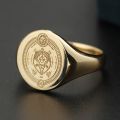 Family Seal Ring 14K Rose Gold Yellow Platinum Badge Stamp Fire Paint Male And Female Pinky Tail Rings Customized