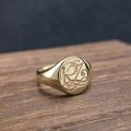 Family Seal Ring 14K Rose Gold Yellow Platinum Badge Stamp Fire Paint Male And Female Pinky Tail Rings Customized