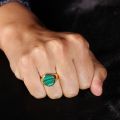 Malachite Seal Ring 14K Gold Rose Color Gold Platinum Natural Color Gems Light Luxury Personality Ring For Men And Women