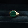 Malachite Seal Ring 14K Gold Rose Color Gold Platinum Natural Color Gems Light Luxury Personality Ring For Men And Women