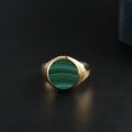 Malachite Seal Ring 14K Gold Rose Color Gold Platinum Natural Color Gems Light Luxury Personality Ring For Men And Women