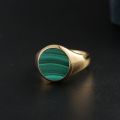 Malachite Seal Ring 14K Gold Rose Color Gold Platinum Natural Color Gems Light Luxury Personality Ring For Men And Women