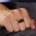 Plain Face Square Signet Ring 14K Gold Platinum Cold Wind Ins Senior Sense Personality Platinum Men Ring