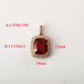 Rose Gold Cube Synthetic Ruby Pendant 14K Gold 11.510 Ct + 1.470 Ct Zircon Original Customized
