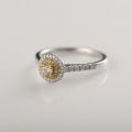 Round Yellow Diamond Love Ring 14K Gold + Diamonds 0.100ct/1 0.240ct/49 Pure Eternal Fidelity Tailored