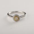 Round Yellow Diamond Love Ring 14K Gold + Diamonds 0.100ct/1 0.240ct/49 Pure Eternal Fidelity Tailored