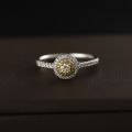 Round Yellow Diamond Love Ring 14K Gold + Diamonds 0.100ct/1 0.240ct/49 Pure Eternal Fidelity Tailored