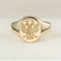 Russian Double-headed Eagle Seal Ring 14K Gold Rose White Platinum Light Luxury Men Custom