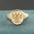 Russian Double-headed Eagle Seal Ring 14K Gold Rose White Platinum Light Luxury Men Custom