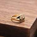 Small Seal Ring In 14K Yellow White Platinum Alphabet Female Tail Finger Badge Tail Ring Customization