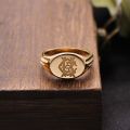 Small Seal Ring In 14K Yellow White Platinum Alphabet Female Tail Finger Badge Tail Ring Customization