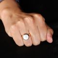 White Friary Seal Ring 14K Gold Rose Color Gold White Natural Mother Of Pearl Shell Light Luxury Personality Ring For Men And Women