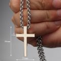 Cross Necklace Mens 18K Gold Platinum Rose Big Cross Pendant Retro Classic Simple