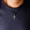 Diamond Cross Pendant for Men 18K Real Yellow White Rose Gold Platinum Crucifix Necklace for Women Zircon 23pcs/27pcs