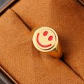 Embrace Life with a Smile - 10K Yellow Gold, Rose Gold, or Platinum Creative Smiley Ring for Men and Women