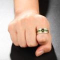 Emerald Ring for Men - 10K Gold Rose Gold or Platinum with Natural Colored Gemstone - Unique and Luxurious Original Design