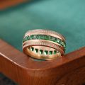 Emerald Ring for Men - 10K Gold Rose Gold or Platinum with Natural Colored Gemstone - Unique and Luxurious Original Design