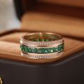 Emerald Ring for Men - 10K Gold Rose Gold or Platinum with Natural Colored Gemstone - Unique and Luxurious Original Design