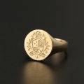 Family Badge Stamp Sealing Wax Seal Ring 18K Yellow Gold Rose Colored Platinum for Women and Men Little Finger Tail Ring Customize