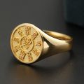 Family Seal Ring 18k Rose Gold Yellow Platinum Badge Stamp Fire Paint Male And Female Pinky Tail Rings Customized