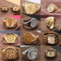 Family Seal Ring 18k Rose Gold Yellow Platinum Badge Stamp Fire Paint Male And Female Pinky Tail Rings Customized