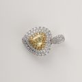 Heart Shaped Yellow Diamond Lover Gaze Pendant 18k Gold Au750 0.620 ct + 0.410 ct Original Customized