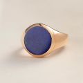 Natural Lapis Lazuli Signet Ring - 10K Yellow Gold, Rose-colored Gold, White Gold, or Platinum with Colorful Gemstones for Elegant Mens and Womens Wear