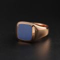 Natural Lapis Lazuli Signet Ring - 10K Yellow Gold, Rose-colored Gold, White Gold, or Platinum with Colorful Gemstones for Elegant Mens and Womens Wear