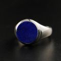 Natural Lapis Lazuli Signet Ring - 10K Yellow Gold, Rose-colored Gold, White Gold, or Platinum with Colorful Gemstones for Elegant Mens and Womens Wear