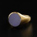 Natural Lapis Lazuli Signet Ring - 10K Yellow Gold, Rose-colored Gold, White Gold, or Platinum with Colorful Gemstones for Elegant Mens and Womens Wear